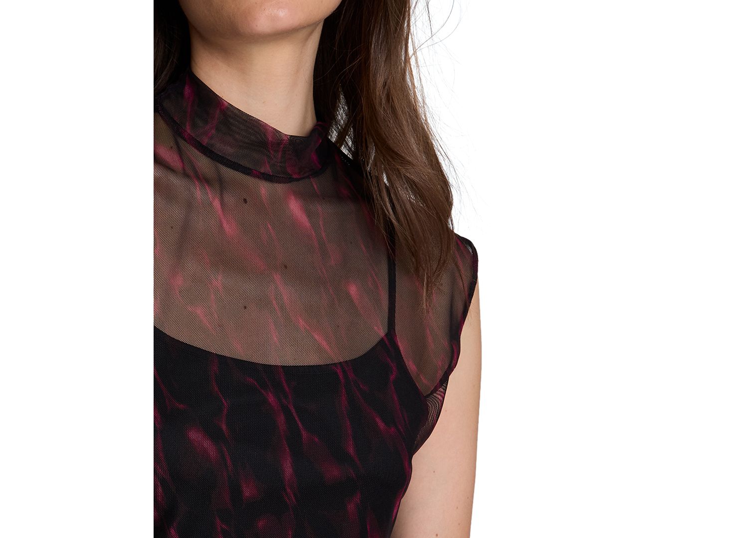 Women's Mock Neck Sleeveless Pullover with Interior Cami