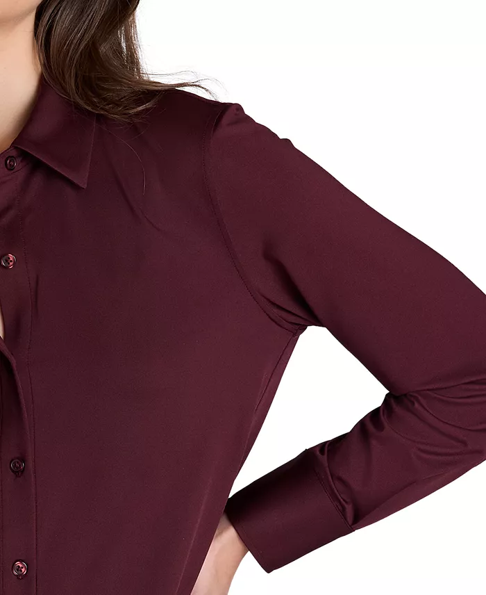 Women's Metro Knit Long Sleeve Button Front Shirt - thumbnail 6