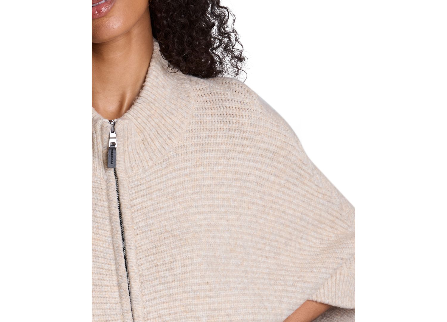 Women's Elbow Sleeve Doleman Zip-Up Cardigan