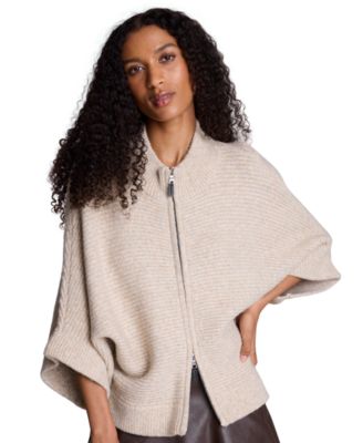 Women's Elbow Sleeve Doleman Zip-Up Cardigan