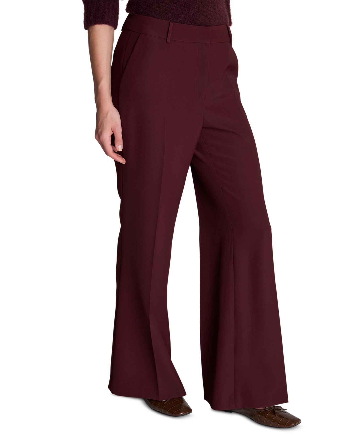 Women's Fly Front Back Zipper Flare Pant