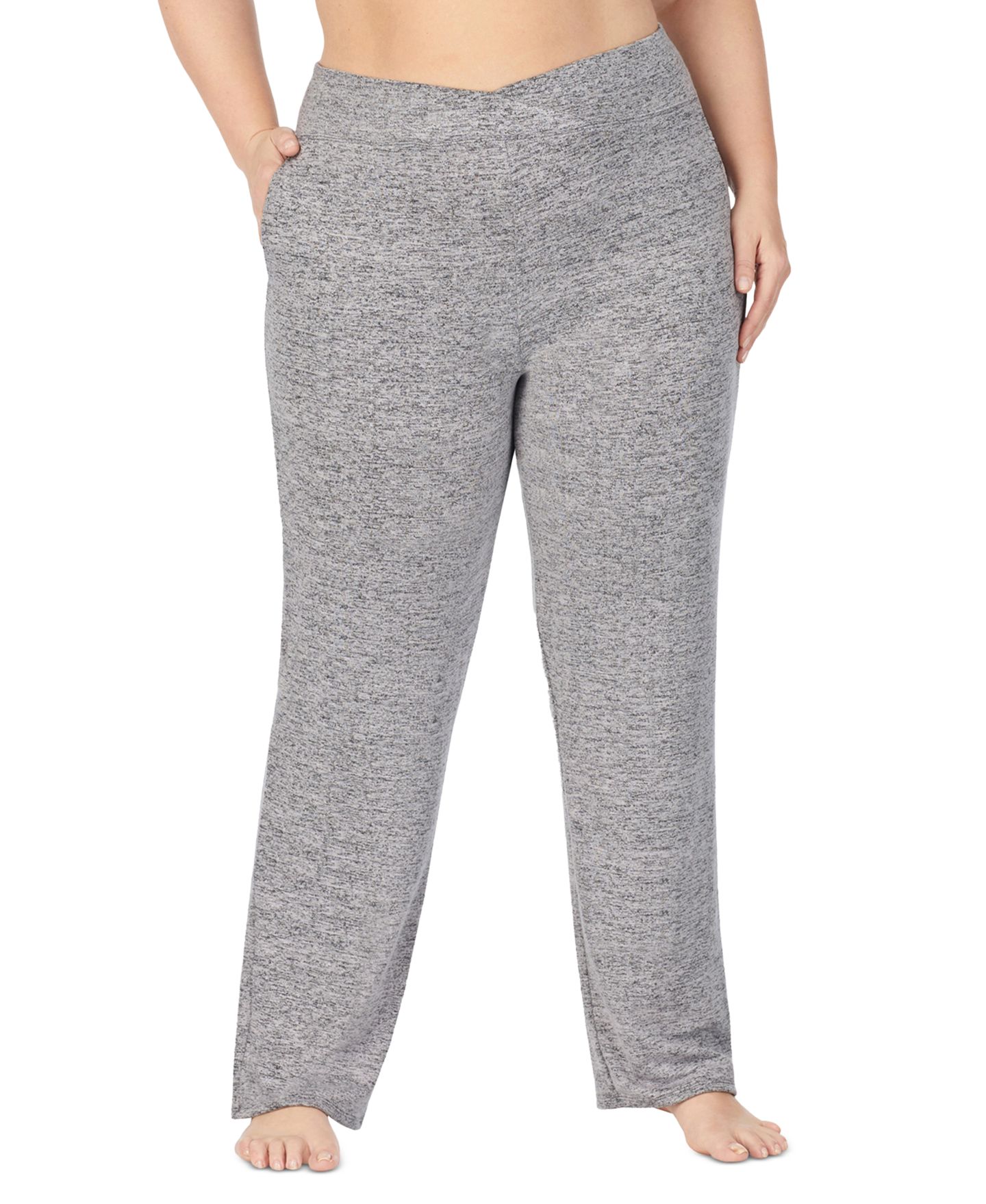 Женские брюки Cuddl Duds Plus Size SoftKnit Sweater-Knit Lounge Pants, цвет: Серый меланжевый — фото 1