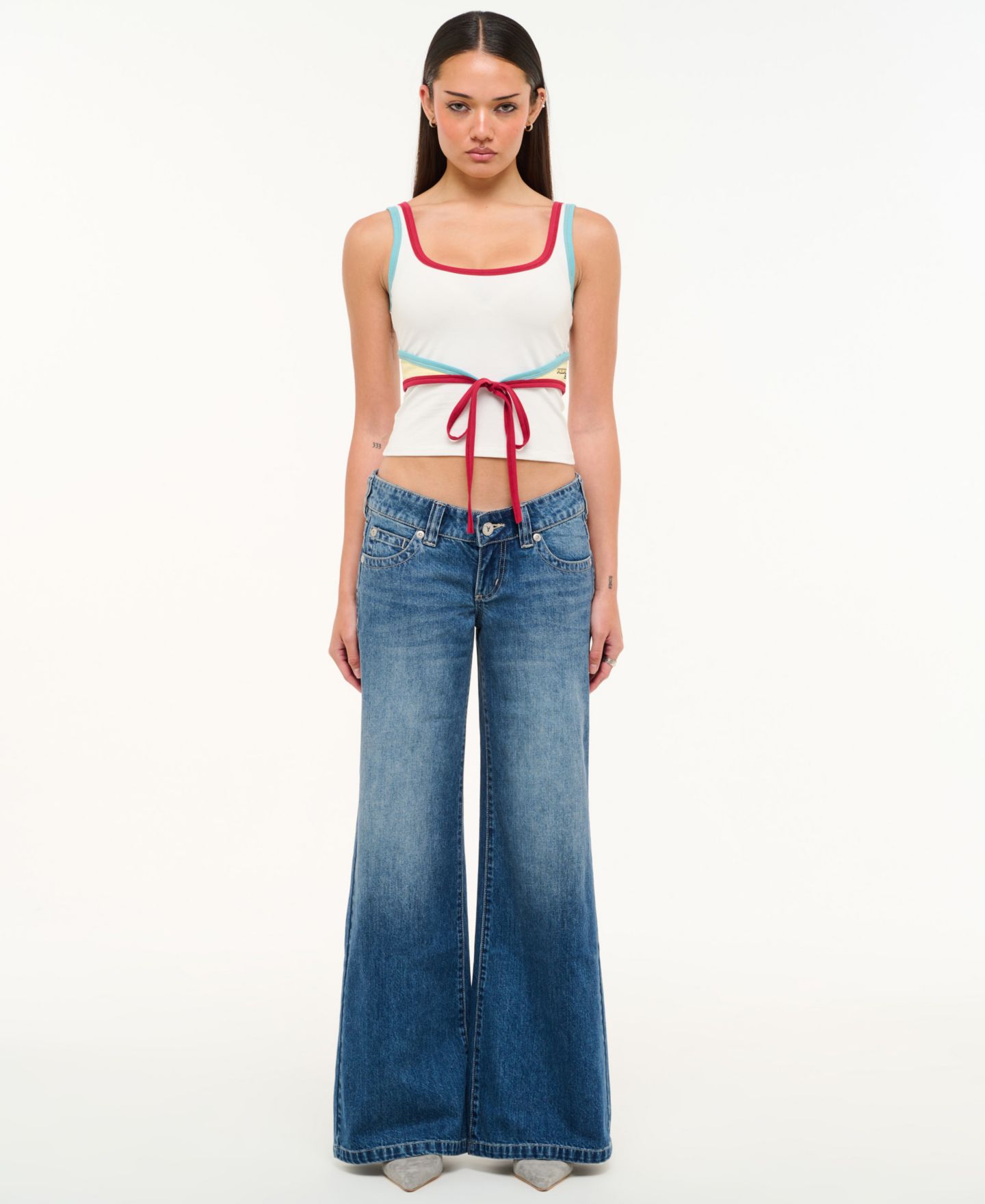 Женские джинсы Abrand Juniors' Evelyn Wide-Leg Low-Rise, цвет: Пастельный синий — фото 2