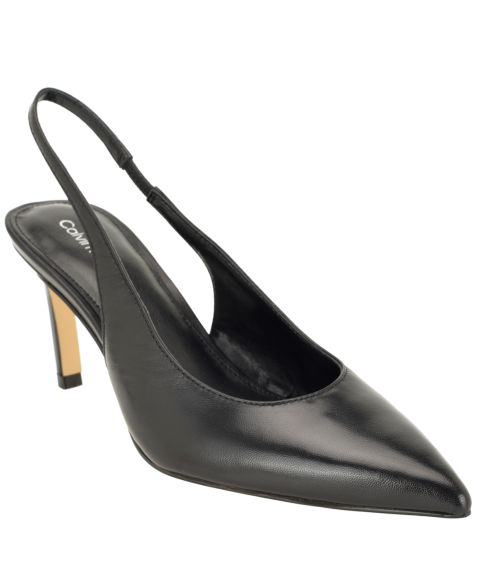 Женские туфли Calvin Klein Biancya Leather Pointed Toe Slingback Pumps, цвет: Чёрный кожаный