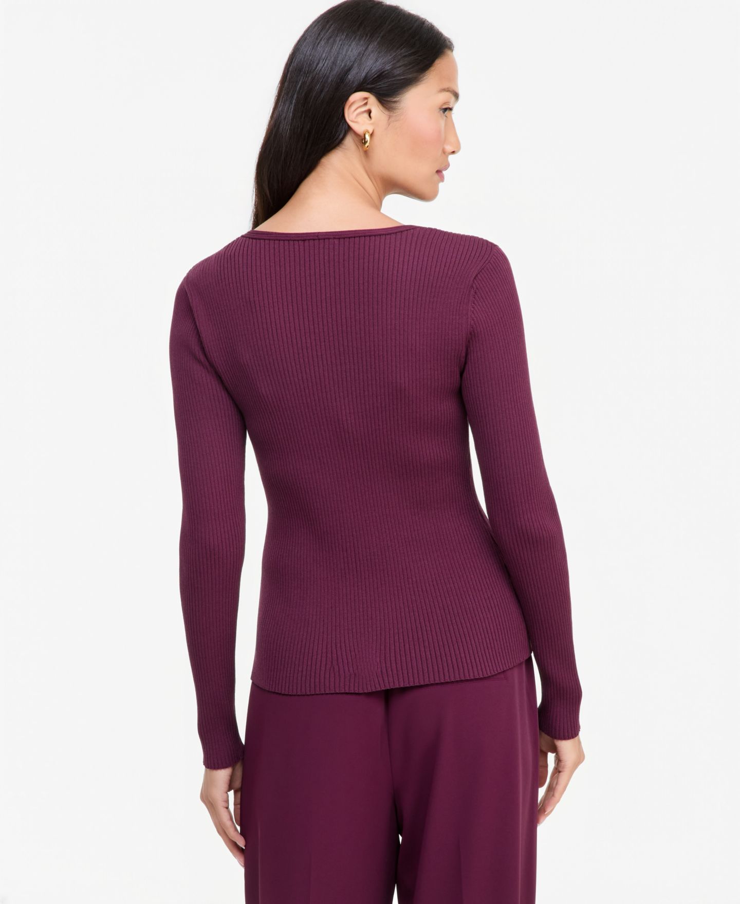 Женский свитер I.N.C. International Concepts Long-Sleeve V-Neck Cutout-Trim, цвет: Ягодный винный — фото 2