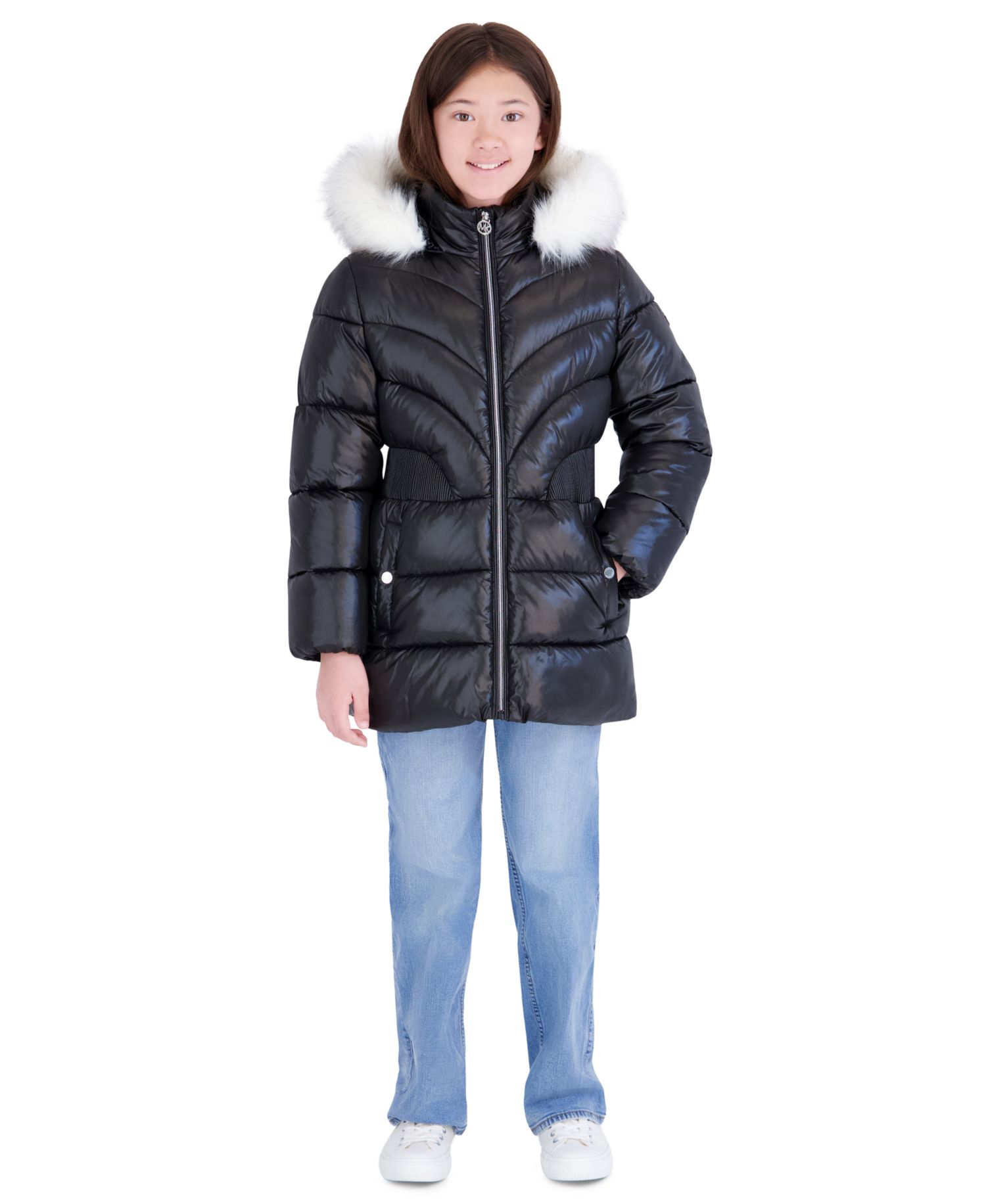 Girls' 7-16 Heavy Weight Stadium Length Hooded Jacket