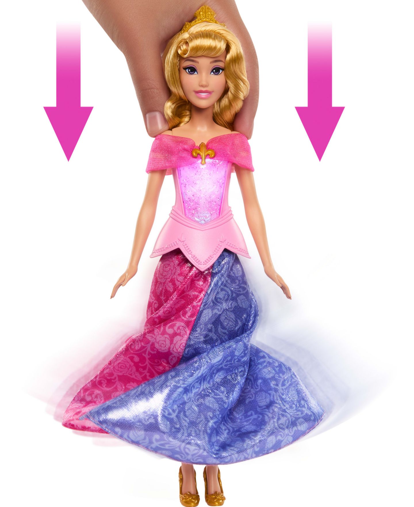Детская кукла Disney Princess Aurora 13" Transforming-Dress Light-Up Fashion Doll, Ages 3+ — фото 4