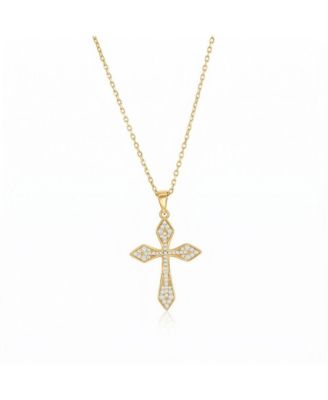 Sterling Silver, Pave CZ Cross Necklace