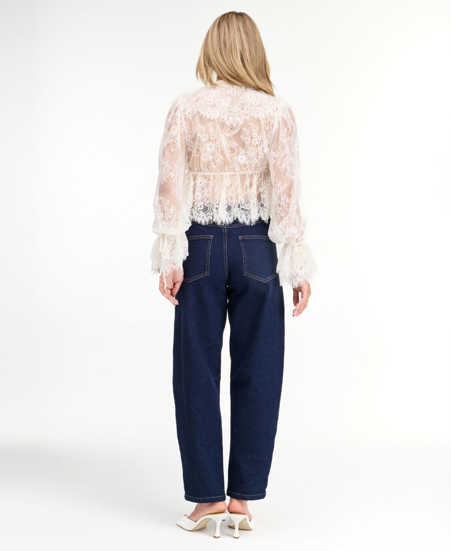 Women's Mila Eyelash Lace Long-Sleeve V-Neck Blouse