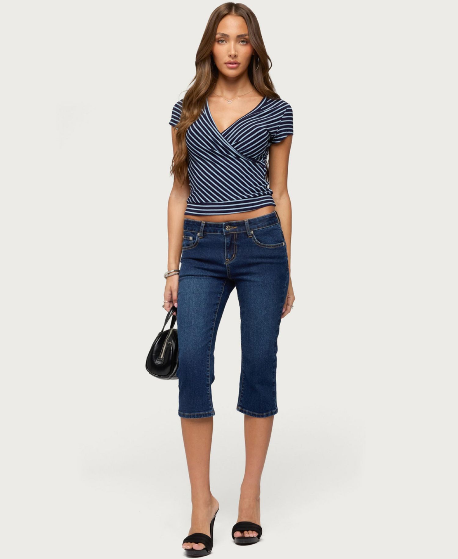 Women's Naame Striped Wrap Cotton-Blend V-Neck Top