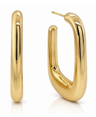 Silver, Gold Plated Brass Puff Dimensional Hoop Earring
