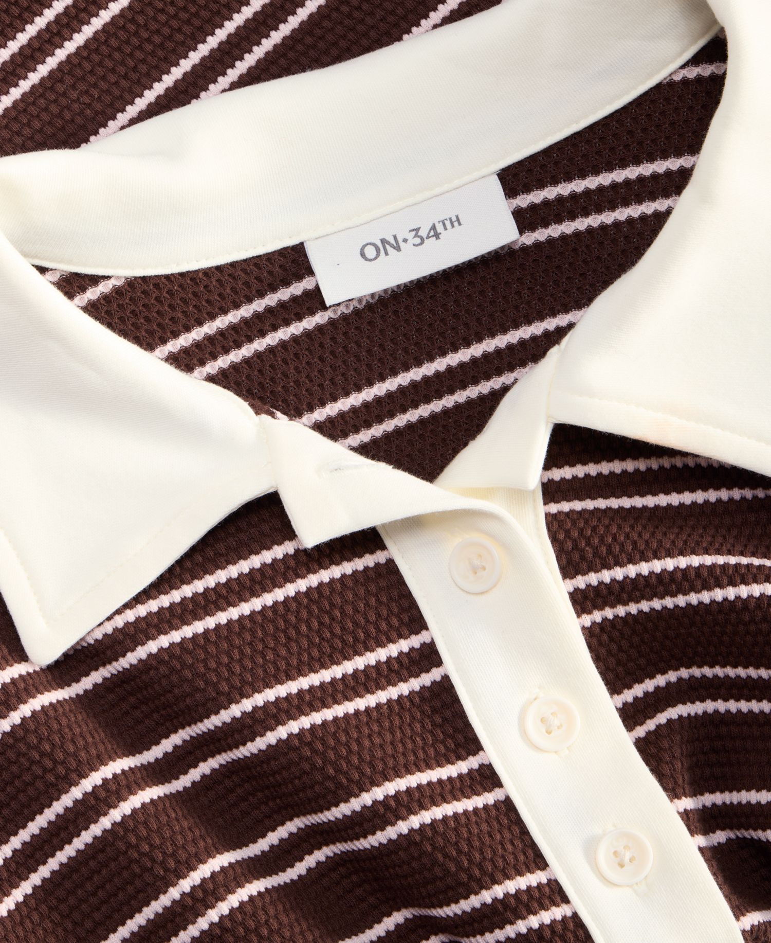 Women's Stripe Pique Long-Sleeve Polo Shirt