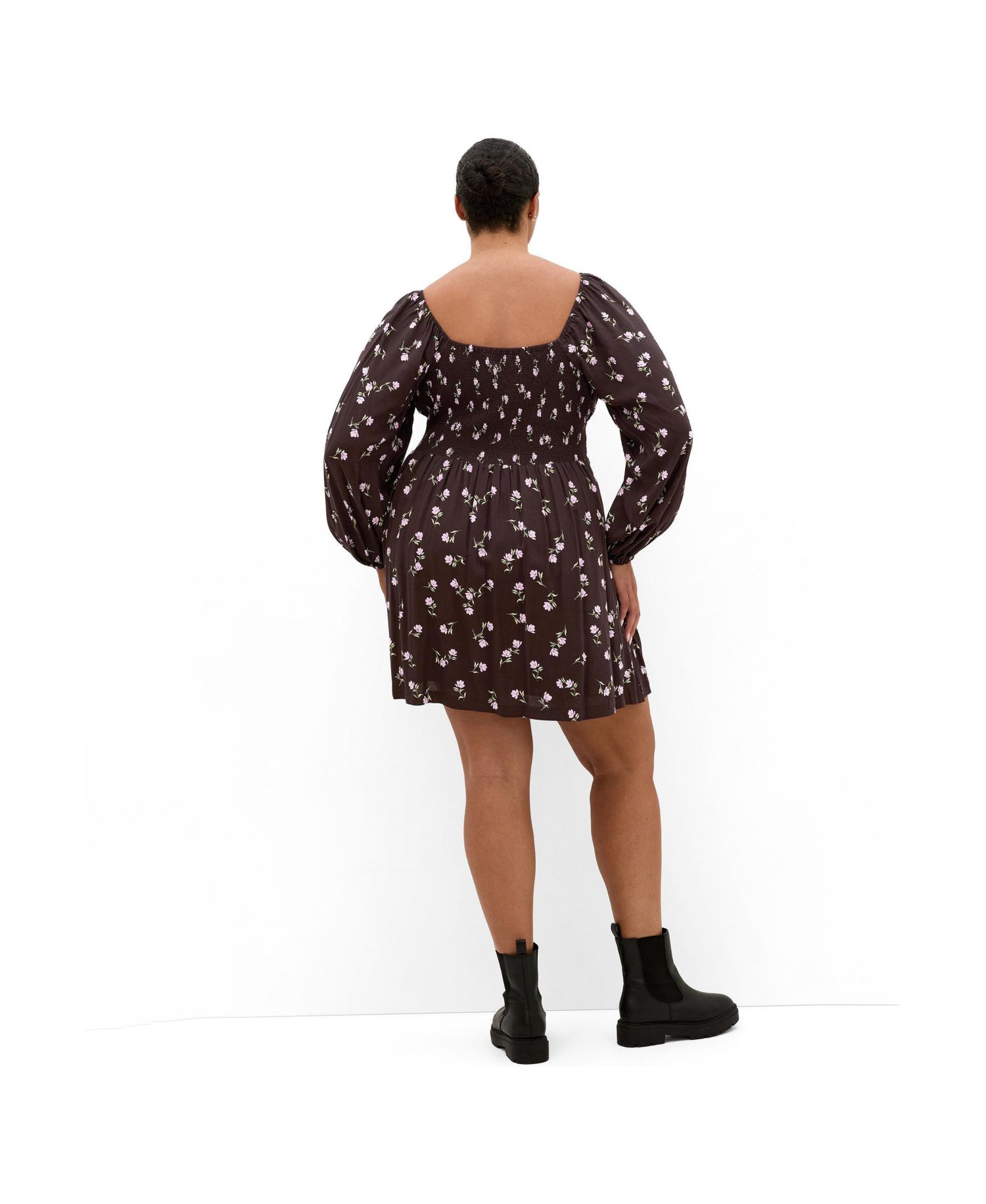 Plus Size Aire Field Print Long Sleeve Mini Dress
