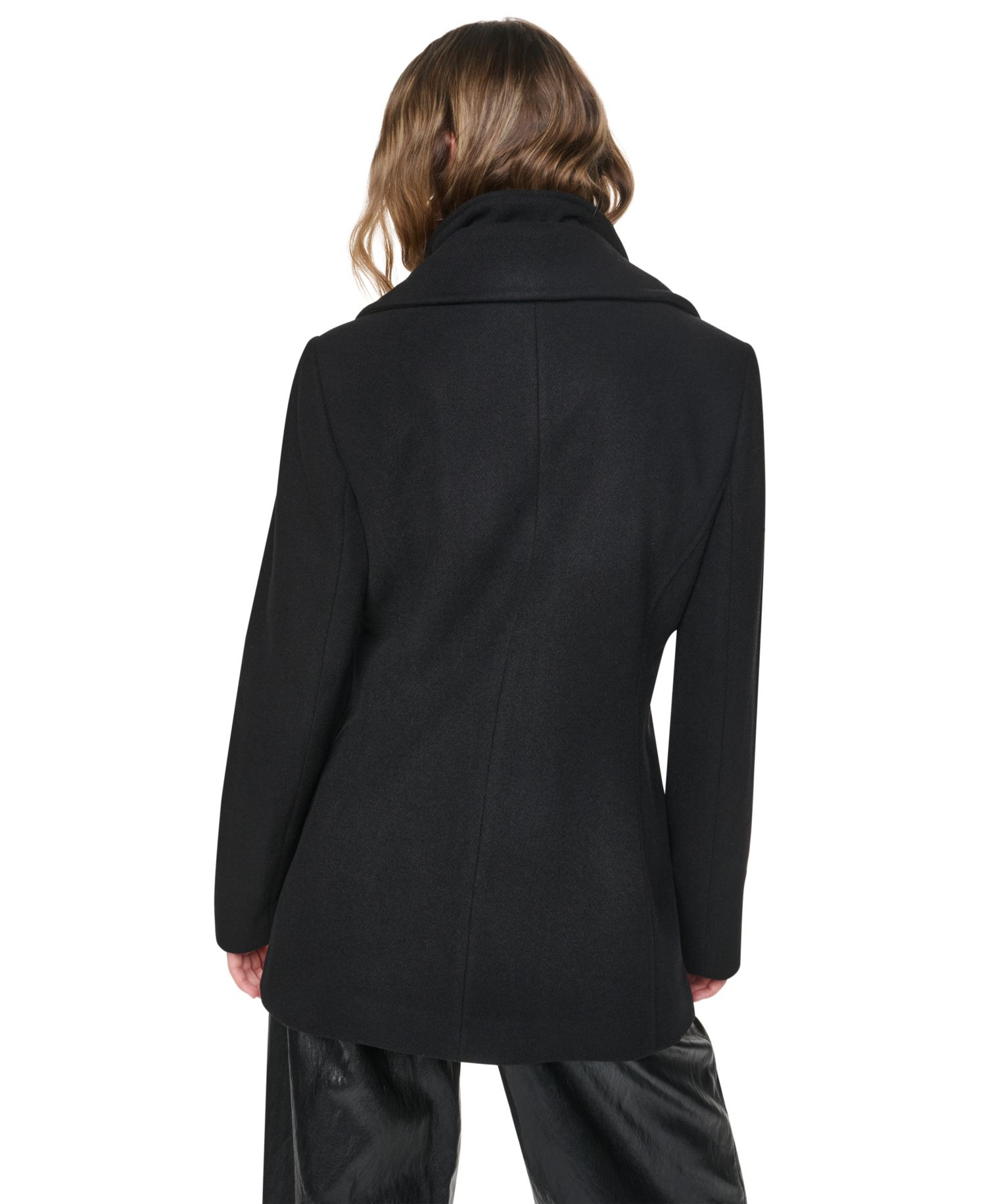 Women's Double-Breasted Long-Sleeve Wool-Blend Peacoat