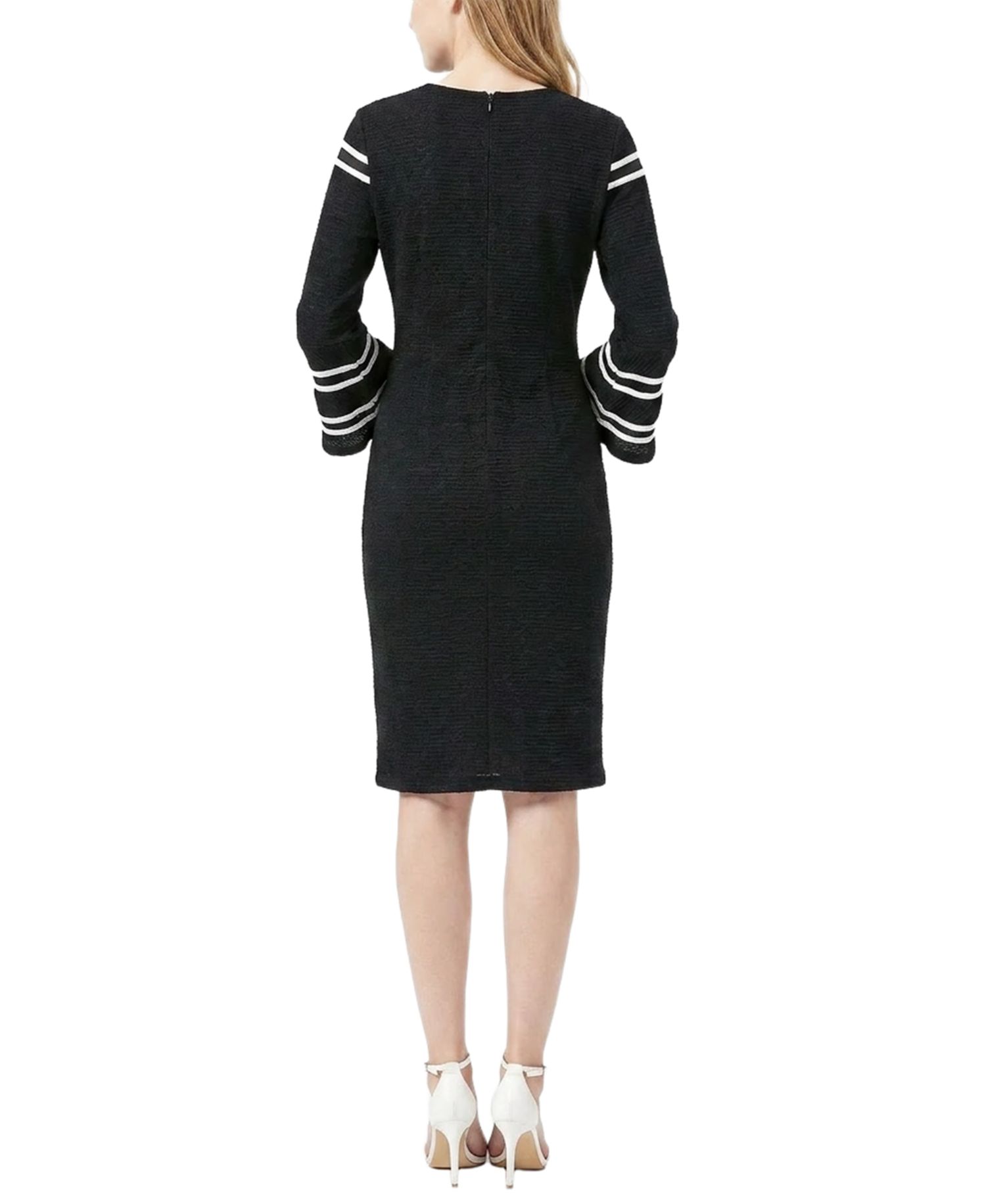 Petite Bell-Sleeve Mesh-Inset Sheath Dress