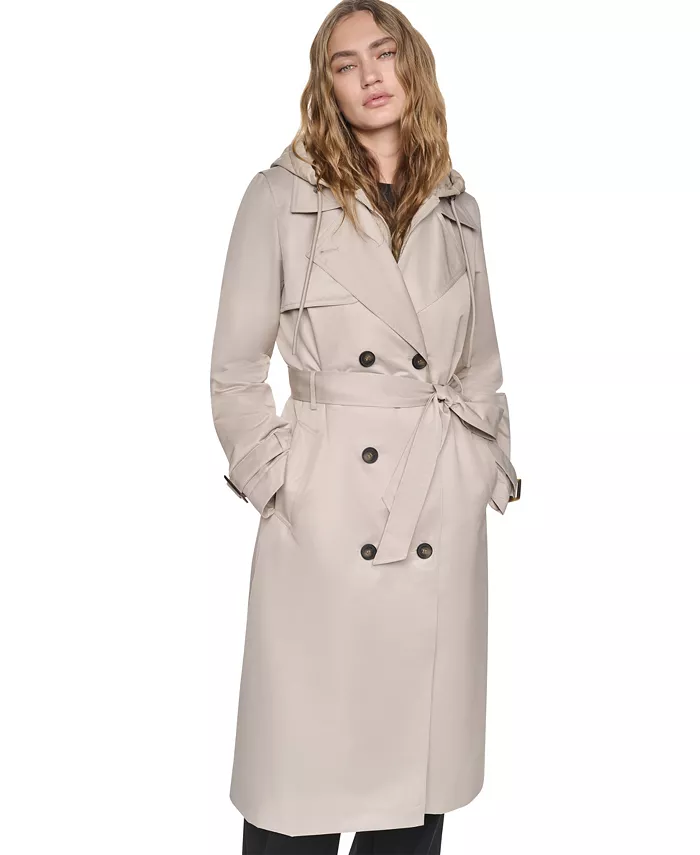 Women's Quilted Hooded Trench Coat