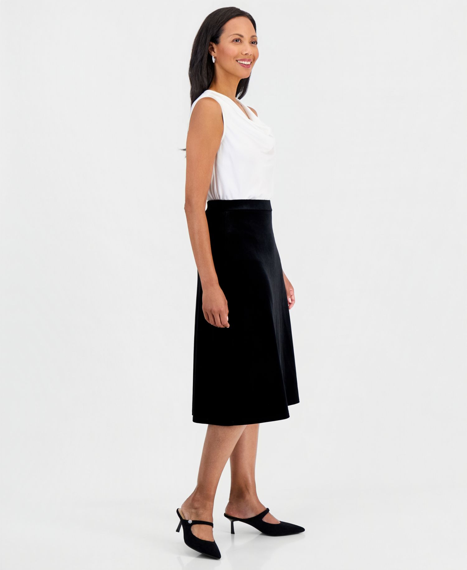 Women's A-Line Midi Velvet Skirt