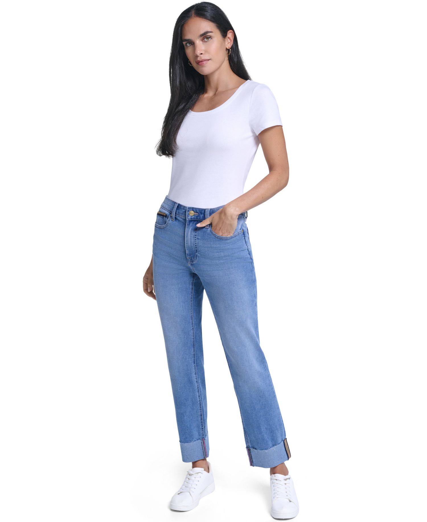 Women's Straight-Leg Cuffed-Ankle Jeans