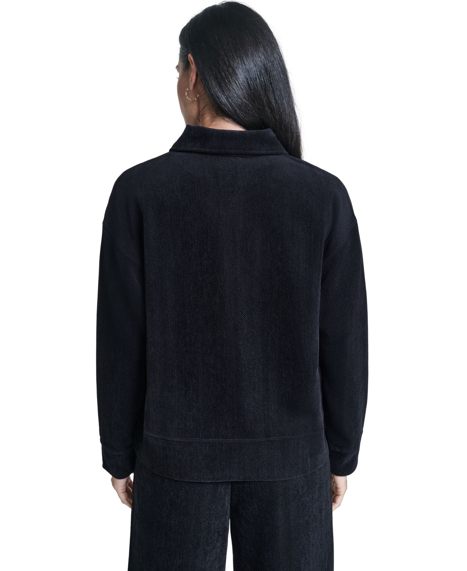 Women's Herringbone Rib Quarter-Zip Pullover Top