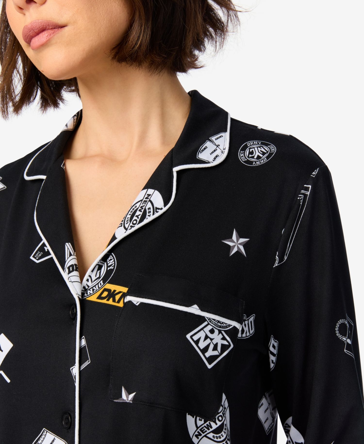 Women's Long-Sleeve Button-Front Pajama Top and Pants Set