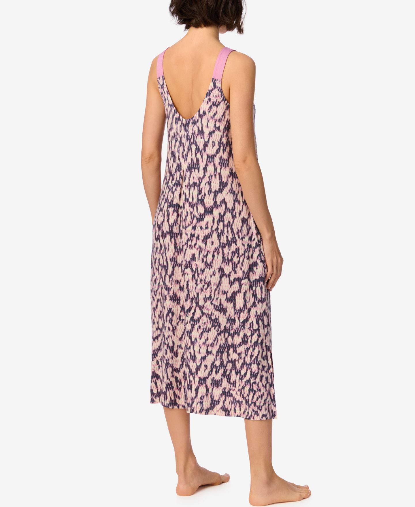 Сорочка Animal-Print, V-образный вырез, без рукавов — DKNY, цвет: Розовый с принтом — фото 3