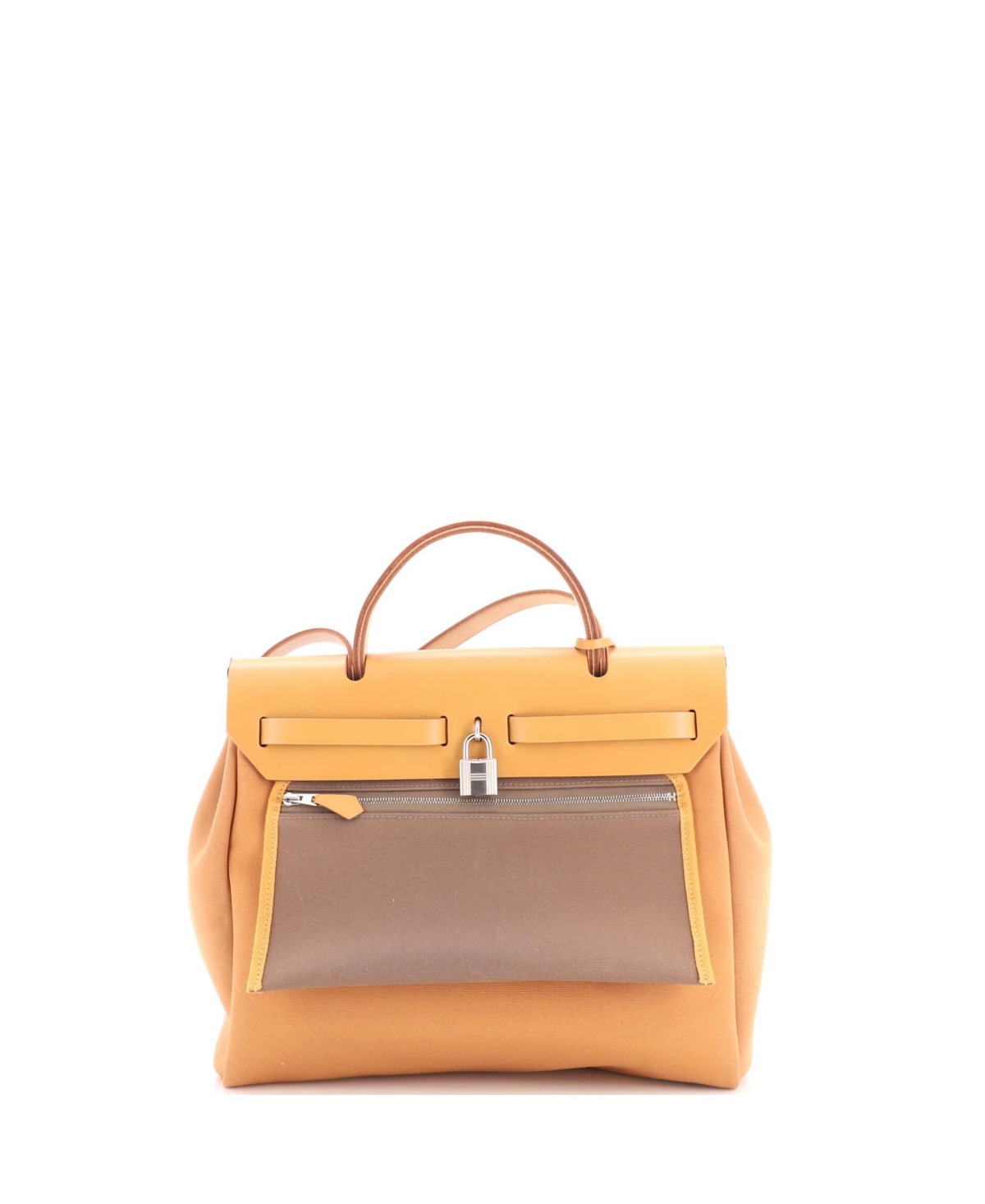 Pre-Owned Hermes 31 Herbag Zip Verso Leather and Toile