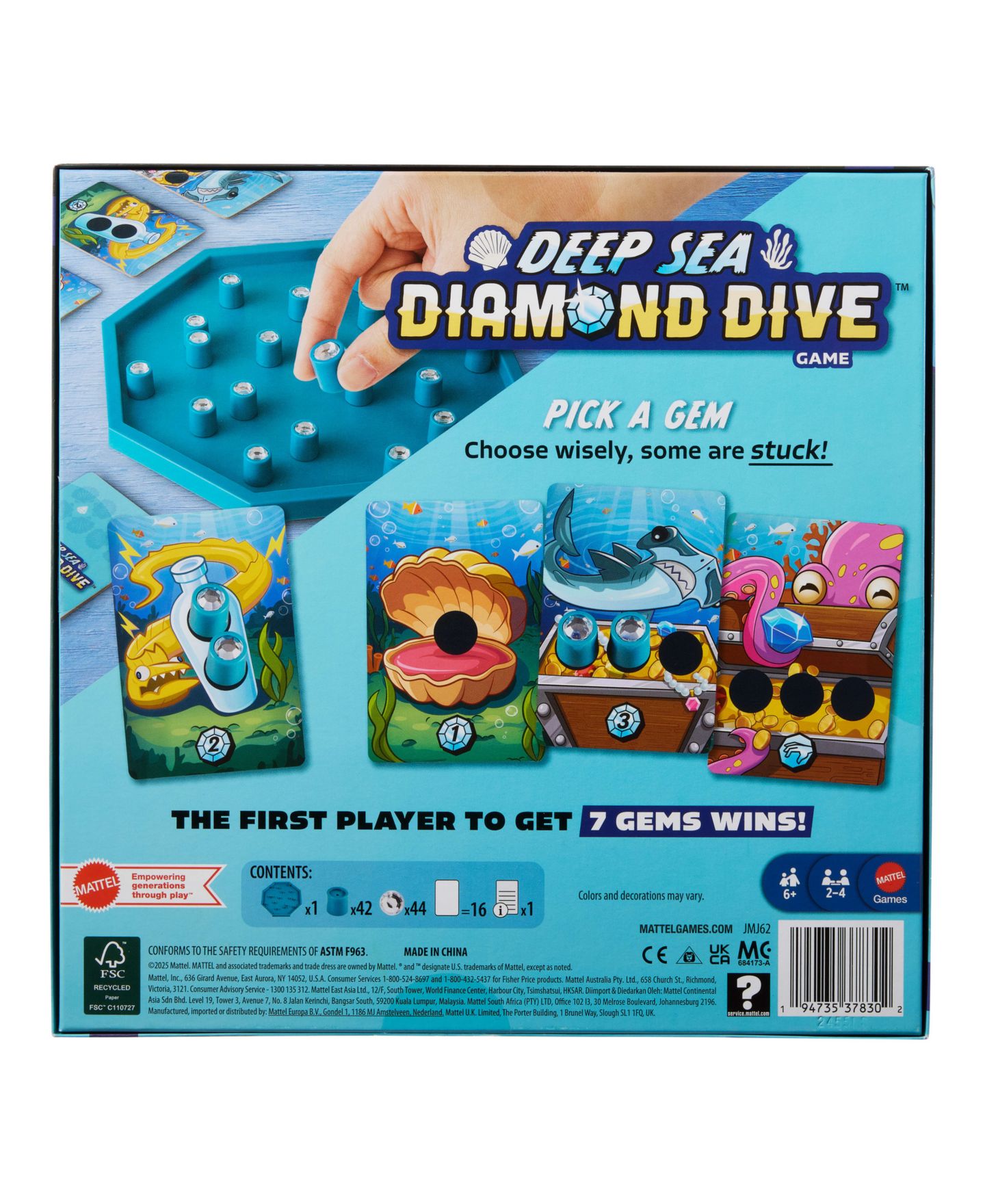 Детская настольная игра Mattel Deep Sea Diamond Dive Family Board Game, от 6 лет — фото 6
