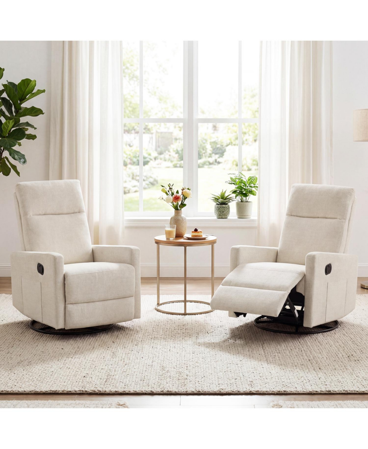 Slickblue 360° Swivel Rocking Recliner Chair for Nursery with Cushioned Back Support