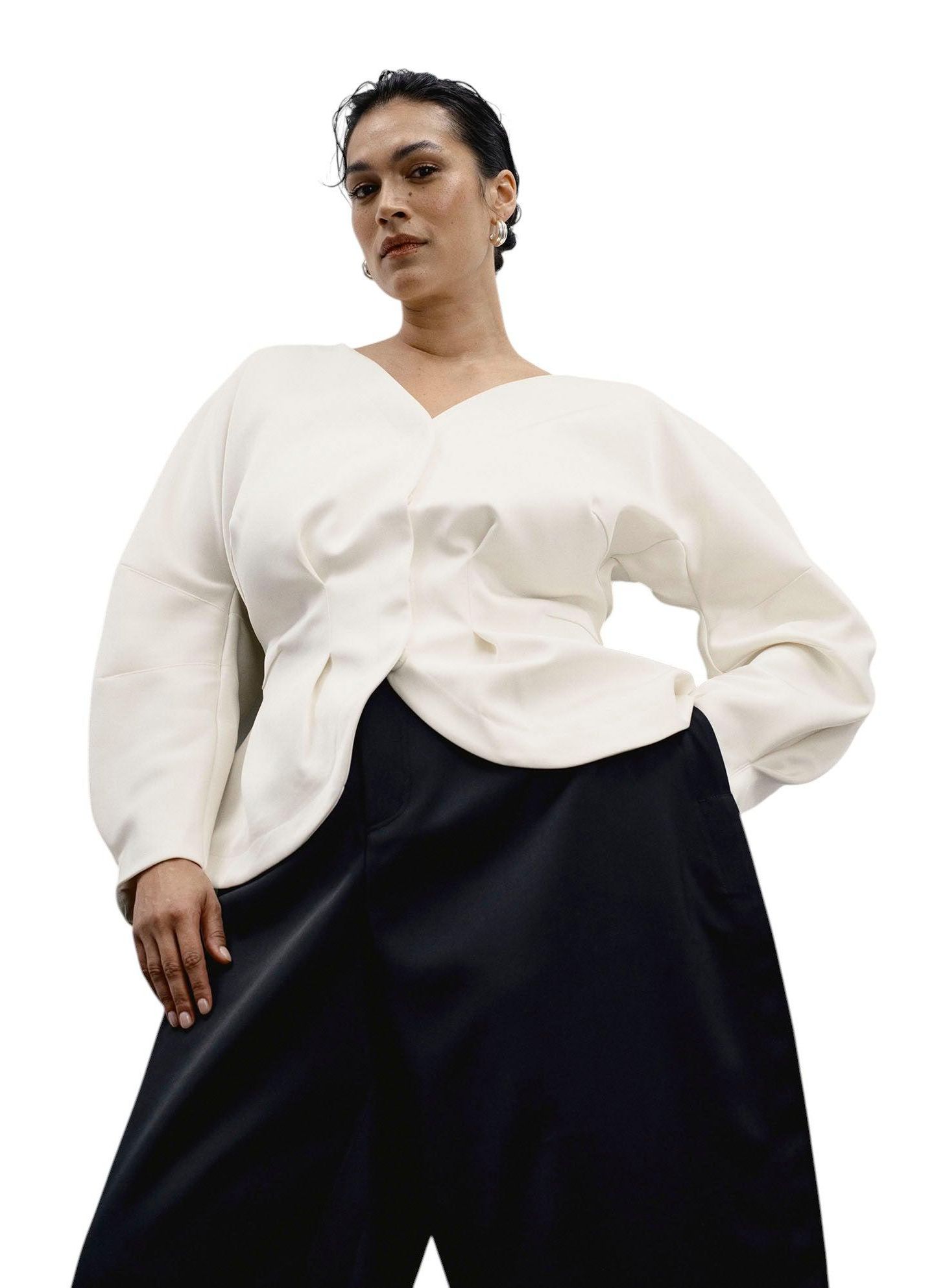Женская куртка 11 Honoré Crescent Moon Puff-Sleeve V-Neck — фото 1
