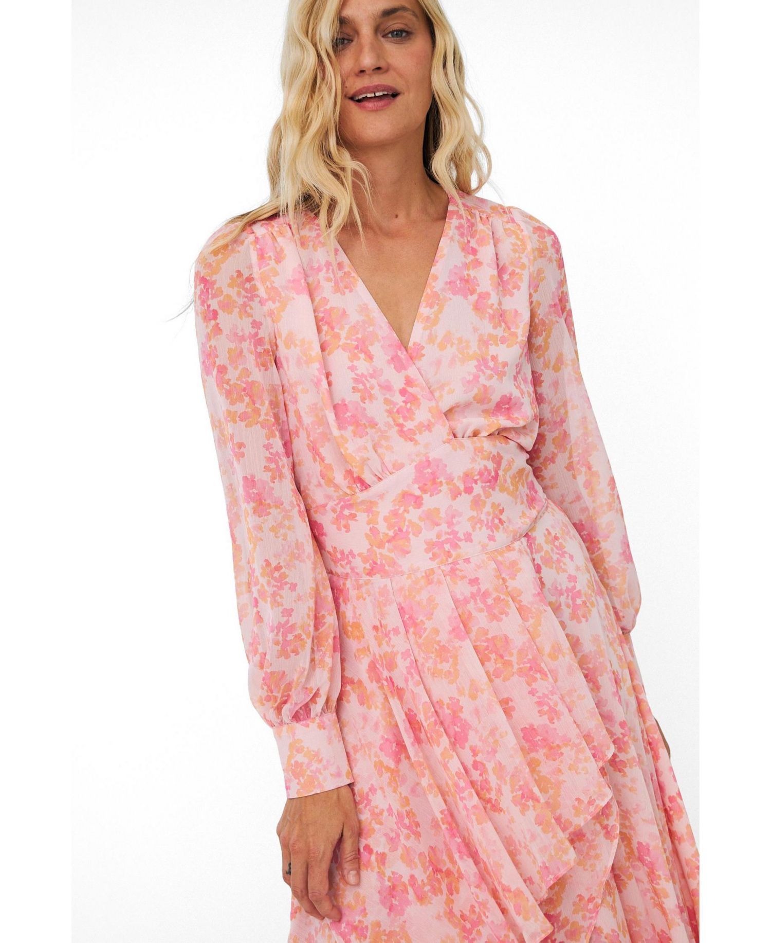Women's Romance V-Neck Long-Sleeve Floral-Print Maxi Dress