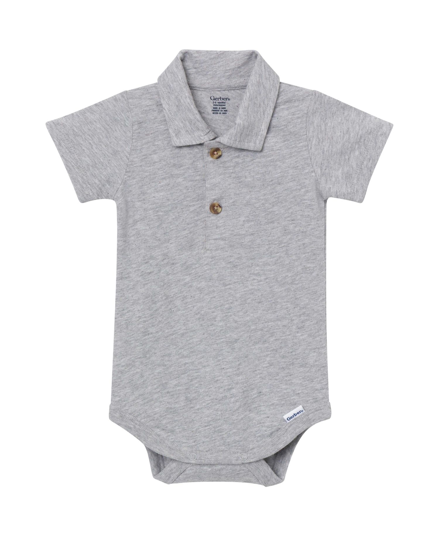 Baby Boys ( NEW BORN TO 18 M ) Polo Bodysuit Heather,
