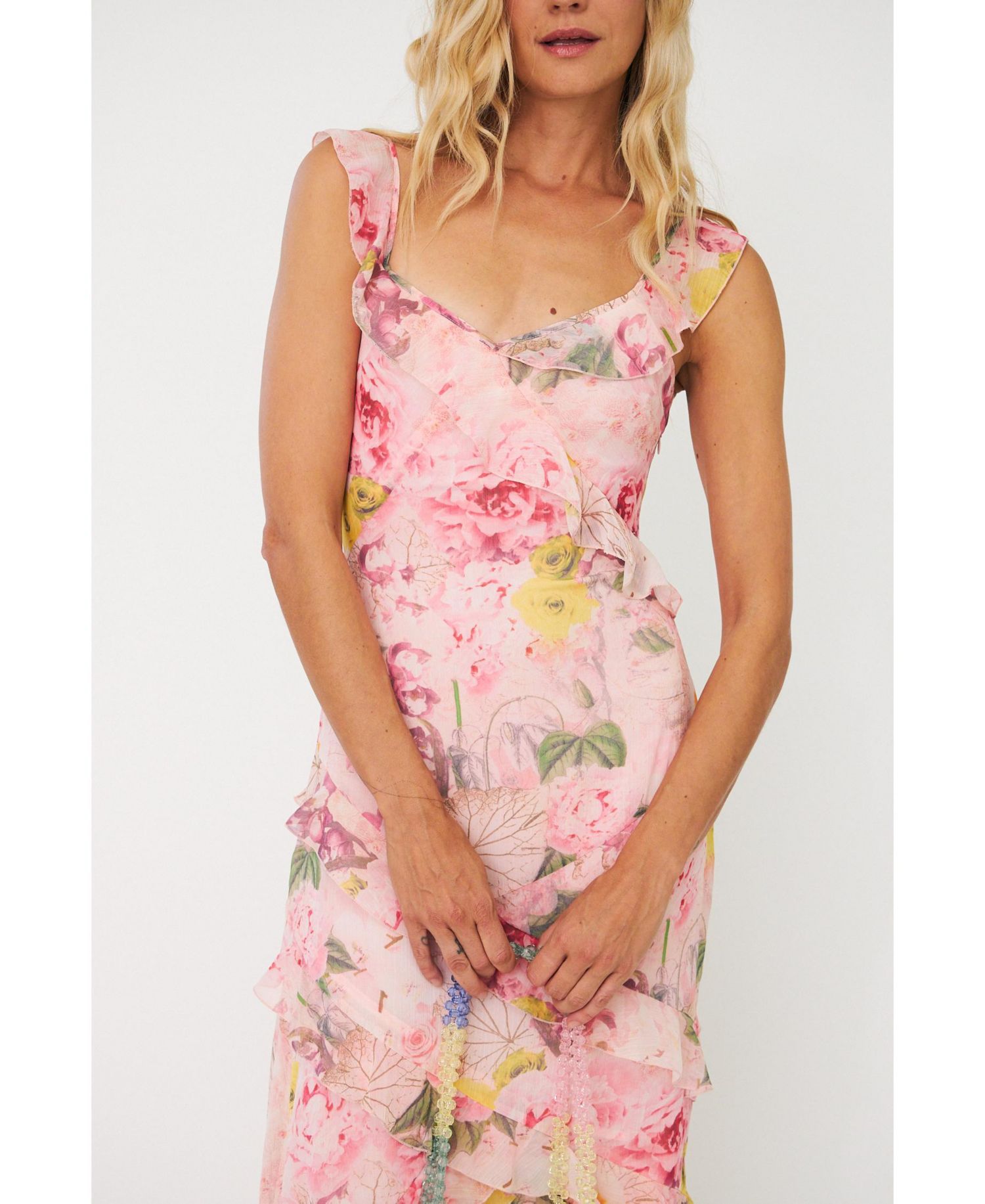 Women's Levine Floral-Print Ruffle Maxi Dress