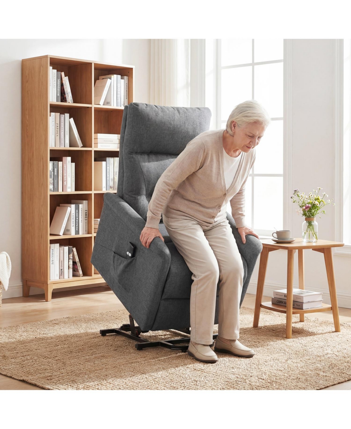 Slickblue Electric Power Lift Recliner Chair with Side Pocket and Remote Controller