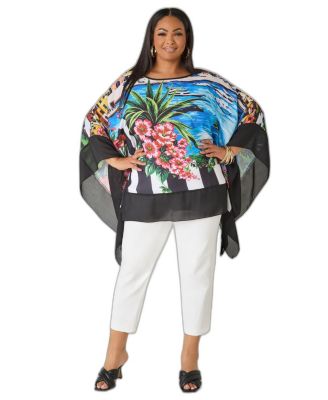 Plus Size Printed Crepe Tunic