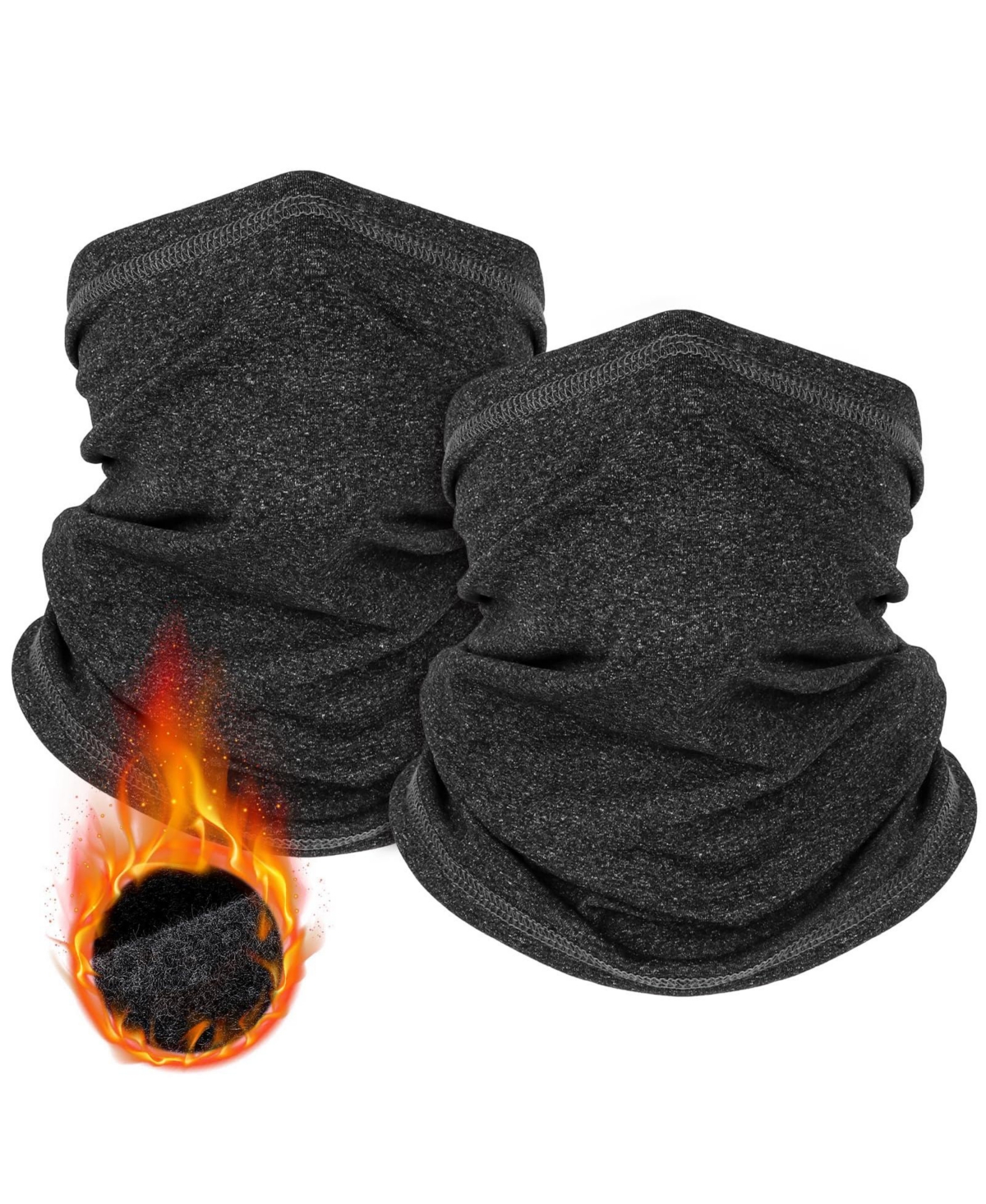 Piscifun 2 Pack Winter Neck Gaiter Warmer Windproof Fleece Face Cover Scarf - Grey+grey