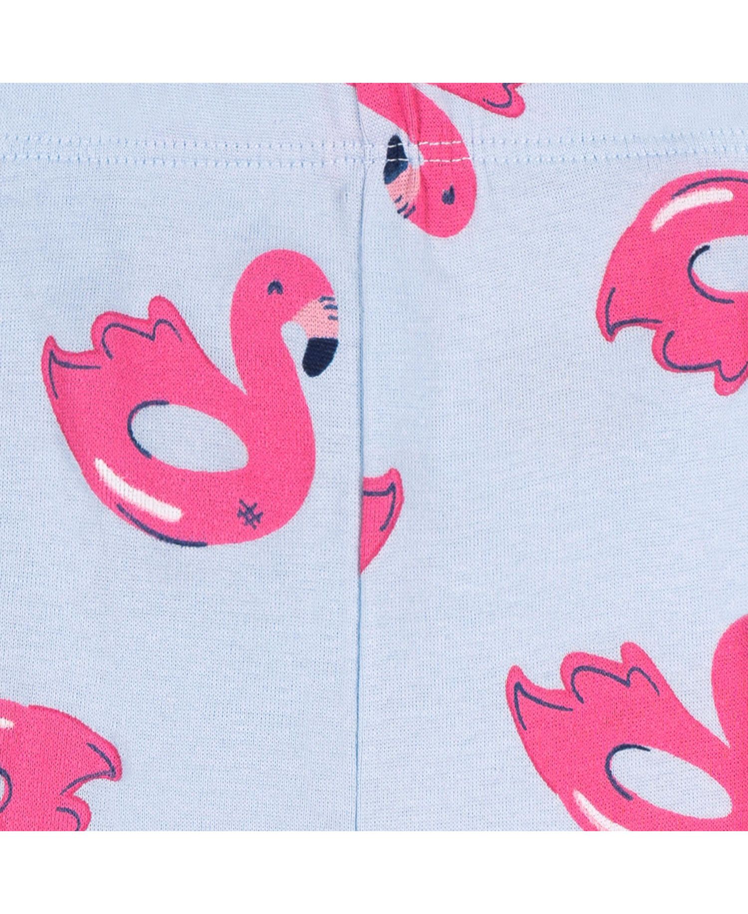 Baby Girls' 18M- 4T 4-Piece Cotton Pajama Short Set, Flamingo Floatie