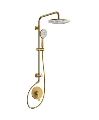 Wall Mount Pressure-Balanced Shower System 10" Rainfall Shower Head with Slider Bar Handheld Spray