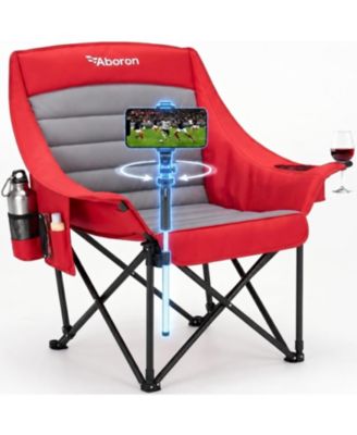 Oversized Camping Chair,Padded Folding with Side Pocket,Adjustable Phone Holder,500lbs Heavy Duty,Portable Lawn Chair for Sports,Fishing,Beach
