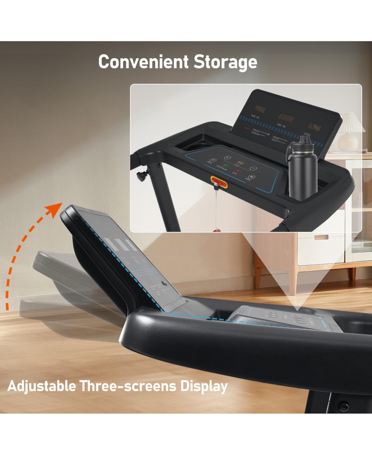 Zeny Treadmill with Incline,3.0HP Quiet Foldable Treadmills for Home,10.0MPH 300 Lbs Weight Capacity Home Exercise Equipment Treadmills