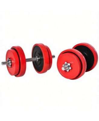 44 lb Adjustable Dumbbell and Barbell Set, 2-in-1 Free Weight Kit with Plates, Connecting Rod and Spin Lock Nuts