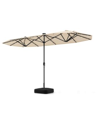 Double-Sided Patio Umbrella with Solar Lights for Garden Pool Backyard