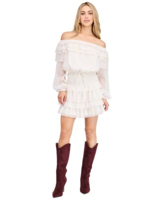 Women's Imogen Yoryu Off-the-Shoulder Long-Sleeve Lace Mini Dress