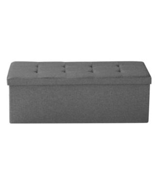 Folding Storage Ottoman Bench with Large Hidden Storage, Linen End of Bed Bench for Home