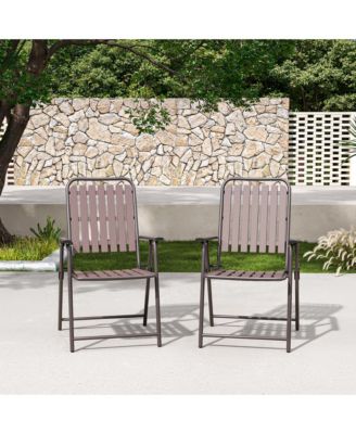 2-Piece Folding Chair with Metal Frame and WPC slats