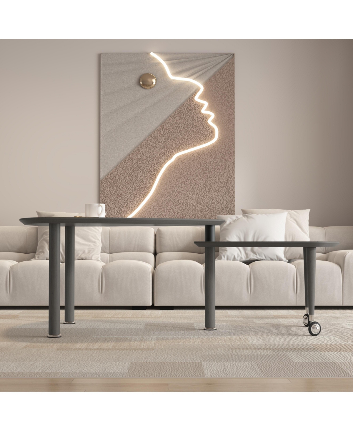 Flynama 360degree(s) Rotatable Coffee Table, Oak Veneer