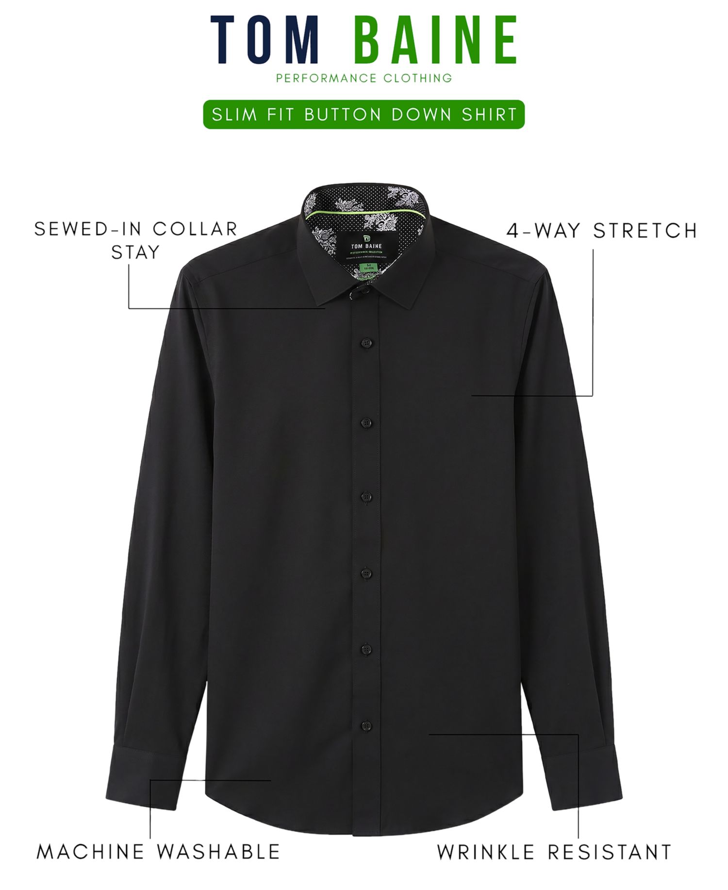 Men's Slim Fit Performance Solid Button Down Shirt