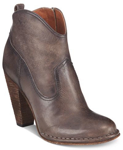 frye leather block heel western booties