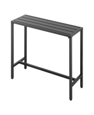 Outdoor Bar Table with Waterproof Top and Metal Frame Counter Height Dining Table