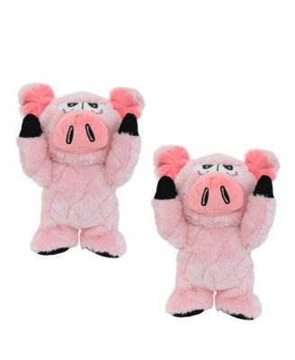 Angry Animals Pig 2 Pack, Durable Plush Squeaky Dog Toy