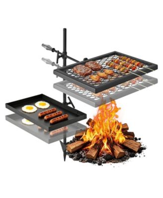 Height Adjustable Swivel Campfire Grill Grate and Griddle